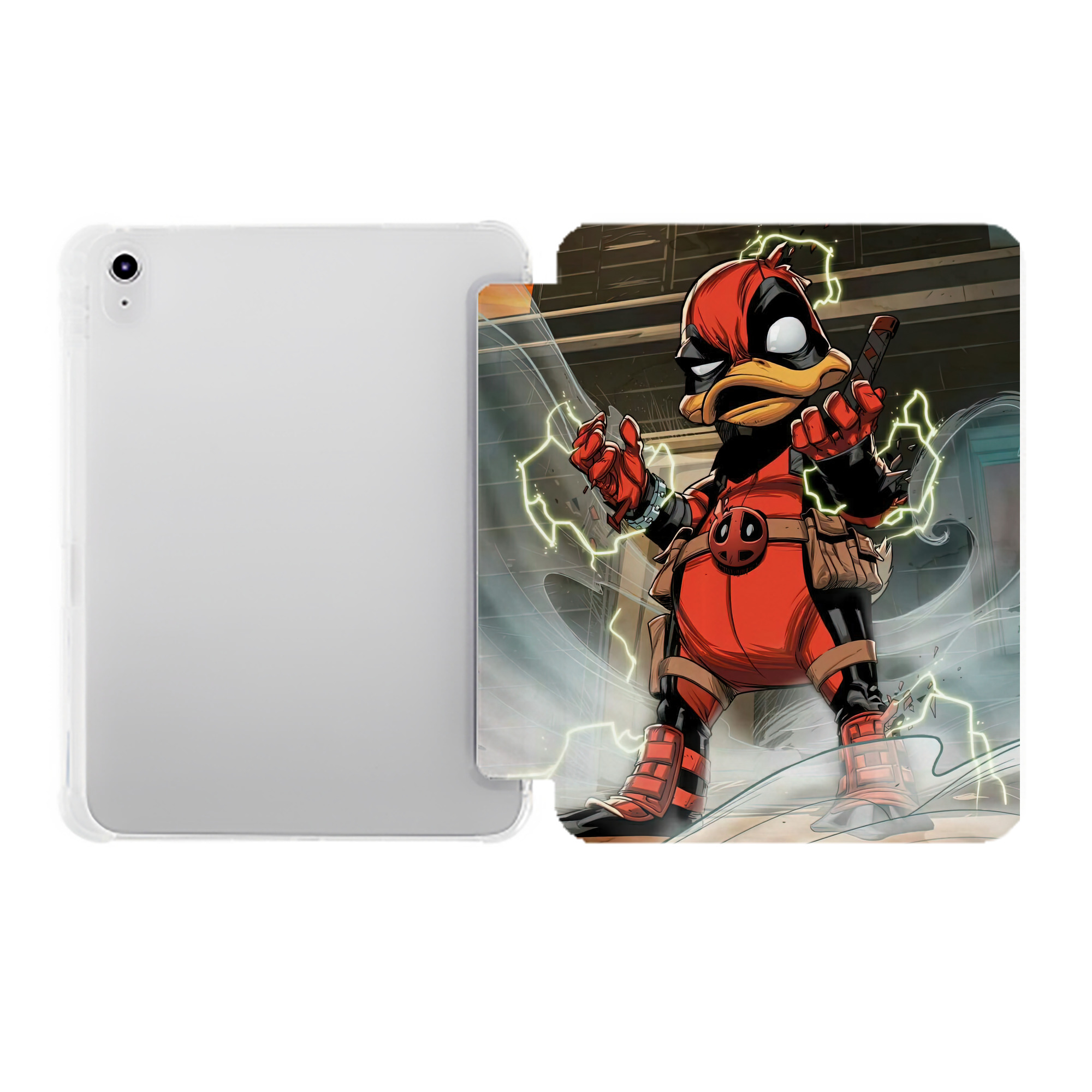 （画像用） Deadpool デッドプール IPad ケース ペン収納付き 三つ折りスタンド PUレザー×シリコン 対応機種9.5/10.5/10.9インチ